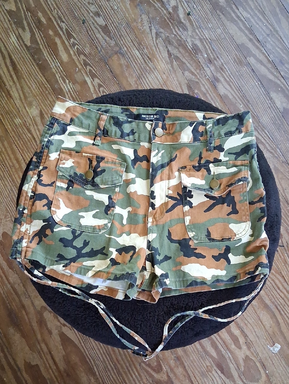 American Bazi Camo Cargo Shorts - Green Tan Black